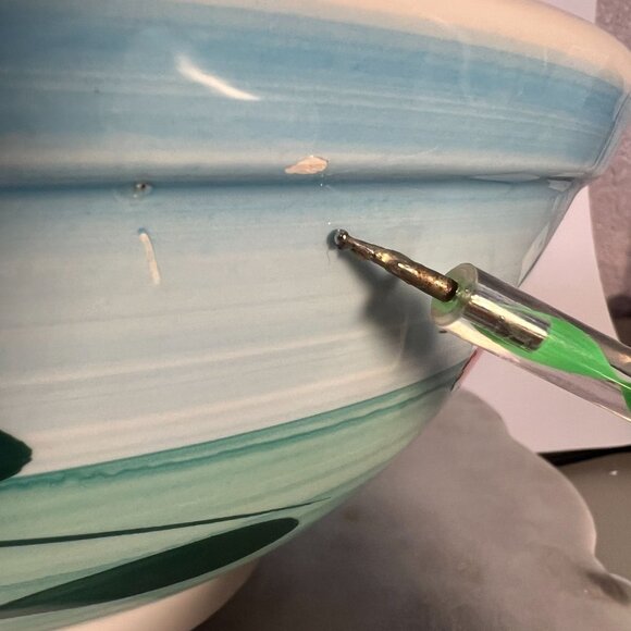 Italian Ceramic Serving Bowl 12" 3Qt Multicolor Leaf Design Handcrafted Roma Inc - Picture 7 of 9